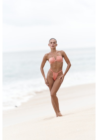 Mai Collection Mai Studios Co. Bunga Büzgü Detay Kalın Bantlı Somon Bikini Altı Somon