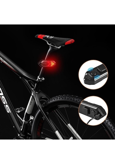 Akıllı Bisiklet Dönüş Sinyali Bisiklet Arka Lambası Akıllı Usb Bisiklet Şarj Edilebilir Arka Işık Uzaktan Kumanda Led Uyarı Lambası Siyah