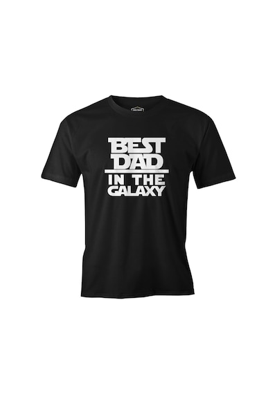 Best Dad İn The Galaxy Baskılı Sİyah Erkek Tshirt 001