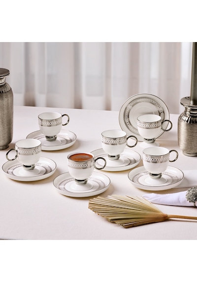 Aryıldız Aurelia Silver 12 Parça 6 Kişilik Kahve Fincan Takımı 90 Ml Çok Renkli