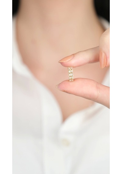 Arpaş 14 Ayar Altın Taşlı Oval Küpe 1024 Gold