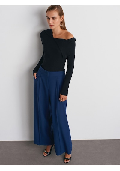 Dilvin 72192 Dikişli Geniş Paça Pantolon-indigo Indigo