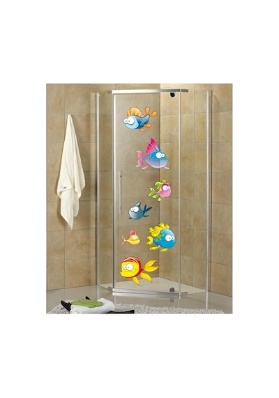 Tilki Dünyası Komik Balıklar Duşakabin Ve Banyo Çocuk Odası Dekoratif Duvar Sticker Yapışkanlı Folyo Diğer