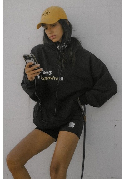 Madmext Siyah Baskılı Oversize Kapüşonlu Sweatshirt Mg1573