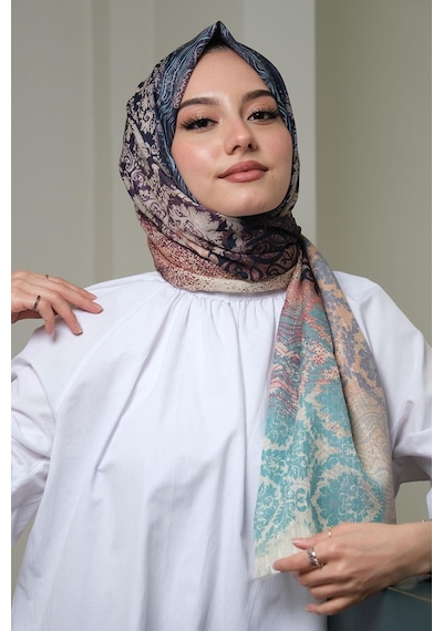 Afvente Dalgalı Desen Yeşil Pamuk Şal