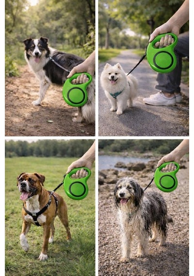 5 Metre Otomatik Geri Sarımlı Köpek Gezdirme Tasması, Dayanıklı Retractable Pet Leash, Ergonomik Kaymaz Tutma Sapı, Güçlü Metal Klips, Küçük Orta Irk Evcil Hayvanlar İçin Yeşil Diğer