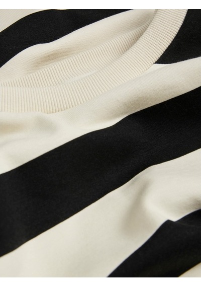 Jack & Jones Jjxx Rahat Kesim Çizgili Siyah - Ekru Kadın Sweat 12243288 001