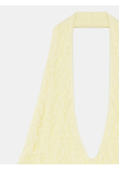 Dilvin 32690 Halter Yaka Dantel Detaylı Top-açık Sarı