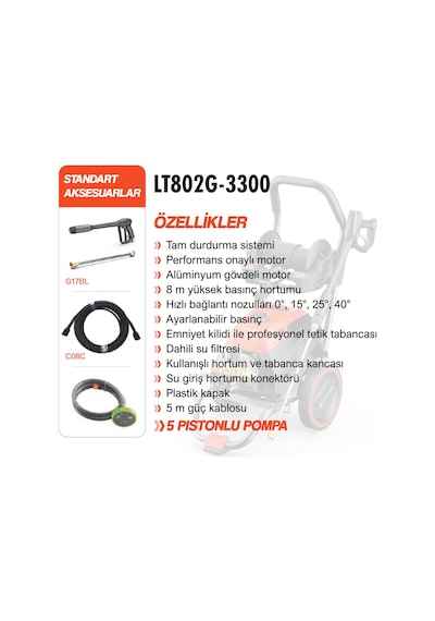Lutıan Lt802g-3300 Basınçlı Yıkama Makinesi 3300w 200bar