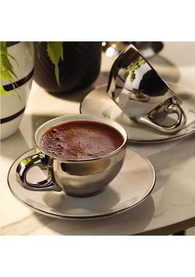 Stella Double 2li Kahve Takımı Platin Kaplama Acrst04kt54020 Platin