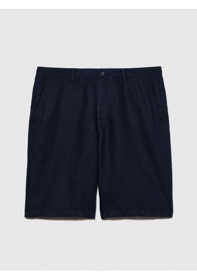 %100 Keten Slim Fit Bermuda Şort Erkek Lacivert Şort - 324p4aghs9010