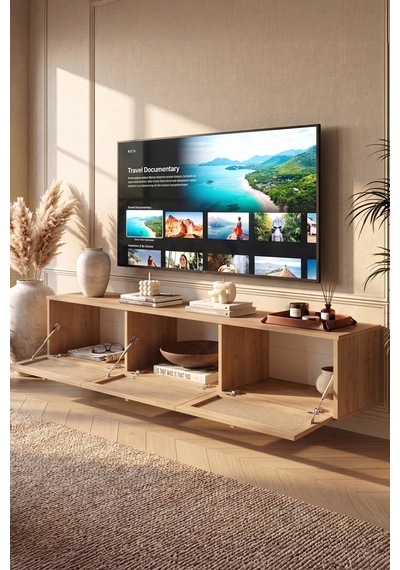 Dune Tv Ünitesi Sehpası Duvara Monte 3 Ahşap Jüt Kapaklı 180cm Sepet-jüt Dn1-sj Kahverengi Dune Tv Ünitesi Sehpası Duvara Monte 3 Ahşap Jüt Kapaklı 180cm Sepet-jüt Dn1-sj Kahverengi