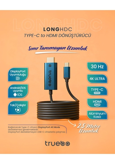 Truebo Longhdc Usb-c To Hdmı Dönüştürücü