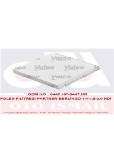 VALEO 698657 Polen Filtresi Partner 02- / Xsara Berlingo