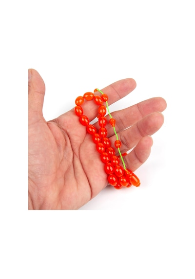 Sıkma Kehribar Beyzi Kesim 8x10.5mm Tesbih Turuncu