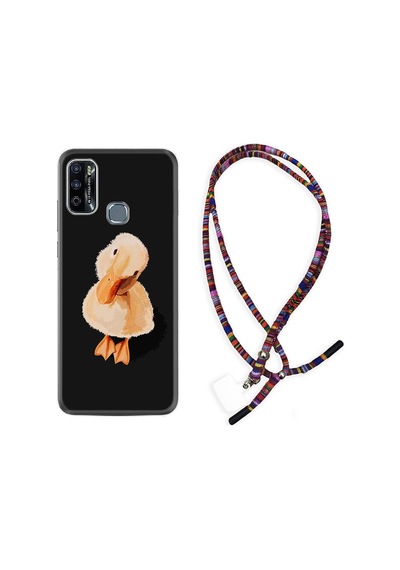 Infinix Hot 9 Play Kılıf Rasta Boyun Askılı Üzgün Ördek 1685