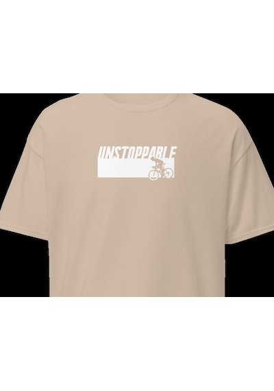 Wildstyle Unstoppable Durdurulamaz Bisiklet Motivasyon Baskılı Unisex Bisiklet Yaka Pamuklu Tişört Camel