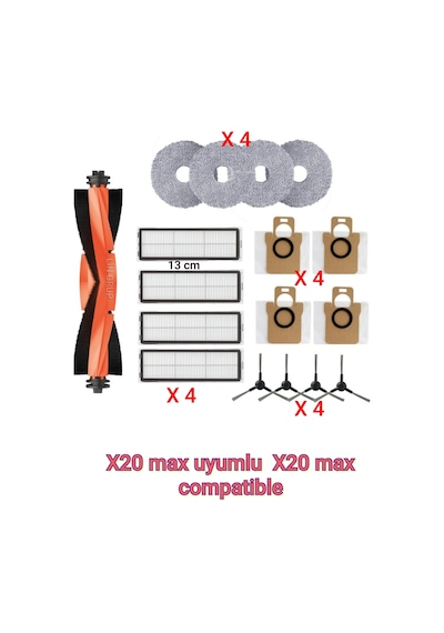 Xiaomi Uyumlu X20 Max Uyumlu Vacuum Mop Yedek Parça Seti