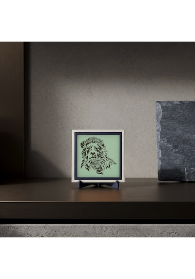 Aslan Figürlü Dekoratif Obje, Güç Ve Asaleti Yansıtan Modern Masaüstü Dekoru 10x10 Cm