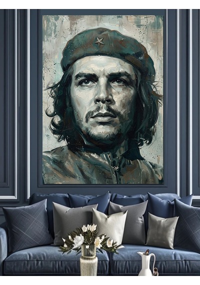 Che Guevara İkonik Devrimci Portresi Dekoratif Kanvas - Mdf Ahşap Tablo