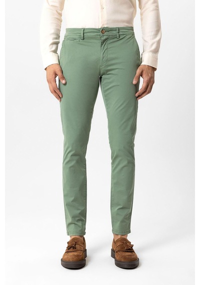 Back And Bond Yeşil Slim Fit Pamuklu Yan Cep Chino Pantolon Çok Renkli
