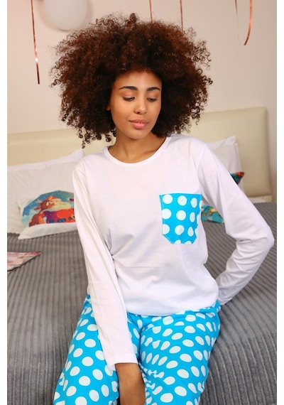 Akbeniz Kadın Uzun Kol Penye Pijama Takım 4197 - S Beyaz