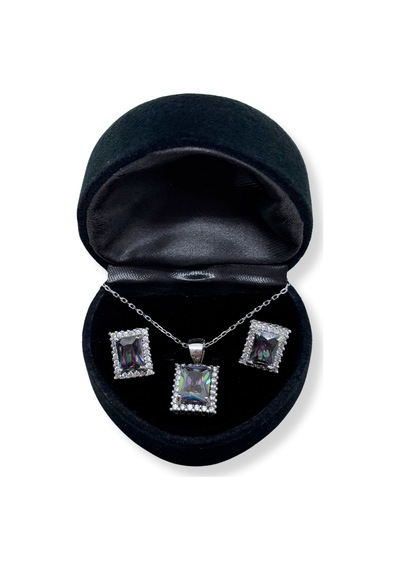 Oya Silver Beyaz Zirkon Taşlı Gümüş Set