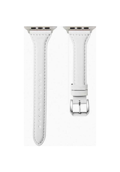 Watch Ultra 49mm Kordon Uyumlu Krd-28 Deri Strap Kayış Fzd- Beyaz