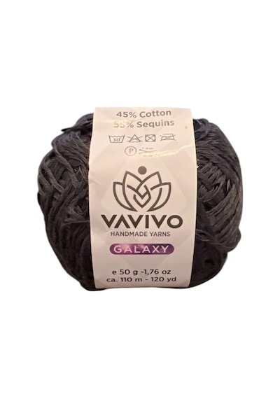 Vavivo Galaxy El Yapımı İp, Antrasit, 45% Pamuk 55% Pullu, 50 G, 110 M