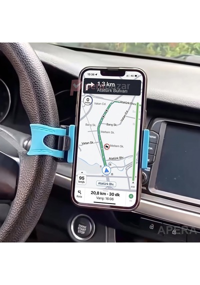 Araç Direksiyon Telefon Tutucu Esnek Kauçuk Sabitlemeli Maksimum 8cm Genişliğe Uygun Navigasyon Standı Cr90 2 Mixed