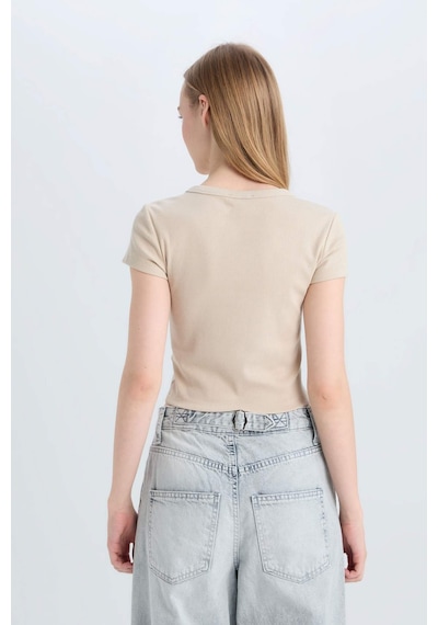 DeFacto Coool Fitted Fitilli Kaşkorse Basic Düz Kısa Kollu Tişört E0287AX25SMBG735