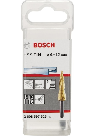 Bosch HSS-TiN 9 Kademeli Matkap Ucu 4-12 mm - 2608597525