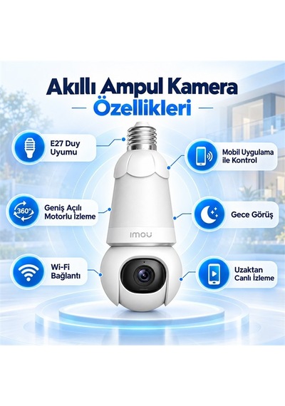 Imou Ipc-s6dp-5m0web Bulb Cam Renkli Gece Görüş İki Yönlü Konuşma Siren Wifi 5mp E27 Ampul Duy Tipi Kamera