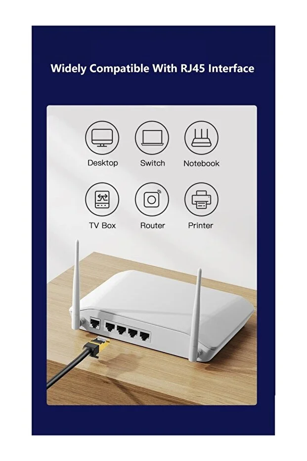 15 Metre Yeni Nesil Cat7 Ultra Hızlı Ethernet Kablosu Yüksek Hız Gigabit Destekli İnternet Kablosu