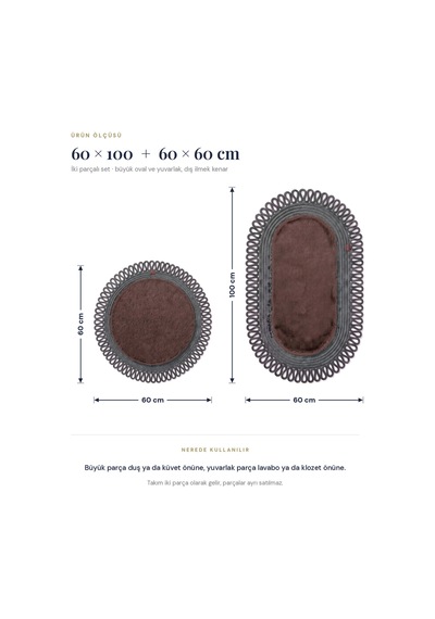 Banyo Paspası Takımı 60x100+60x60 Cm Dış Trikot Mouss Kahve & Antrasit Gri