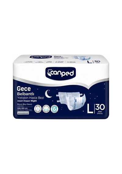 Canped Yetişkin Bezi Bel Bantlı Gece Night L -büyük Large 30 Adet