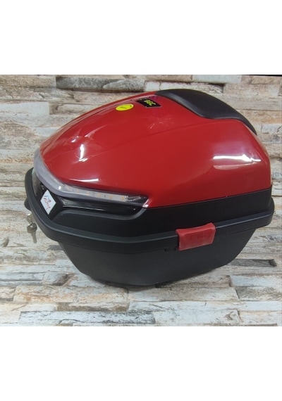 Motosiklet Arka Çanta 33lt Işıklı Stop Sağ Sol Sinyal Kırmızı Kırmızı