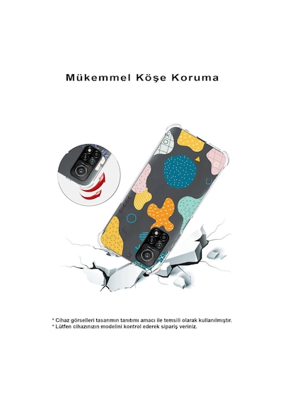 Huawei Mate 20 Lite Uyumlu Köşe Korumalı Antişok Kapak Grunge Tasarımlı Şeffaf Kılıf