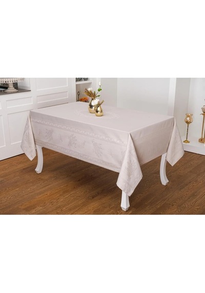 Demet Lüx Jakar Polycotton Kumaş Taş Masa Örtüsü 160x220 Cm - 1064 Çok Renkli