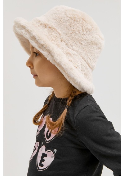 Benitto Kids Benittokids Kız Çocuk Peluş Bucket Şapka 7001-ekru Ekru