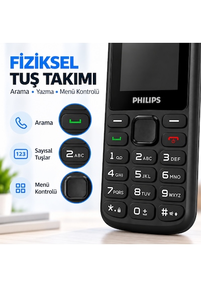 Philips E2101P Çift SIM Type-C 1.77" TFT Ekran FM Radyolu Tuşlu Cep Telefonu