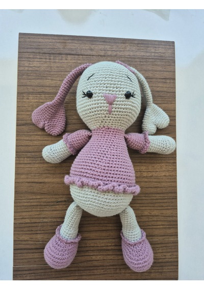 Sevimli Tavşan Amigurumi Gri-Pembe