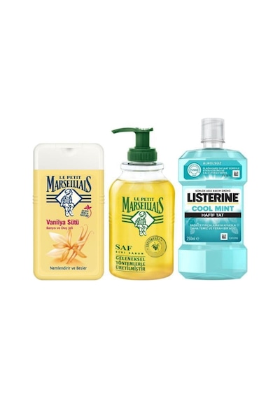 Le Petit Marseillais Vanilya Sütü Duş Jeli 250 ML+Sıvı Sabun 300 ML+Listerin Gargara 250 ML