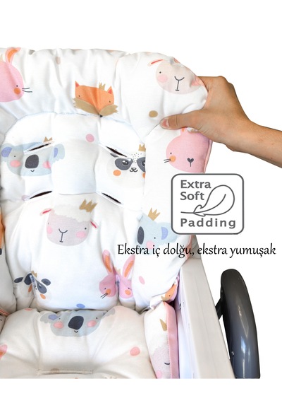 Leke Tutmaz Organik Mama Sandalyesi Minderi & Kılıfı Max-M Germanyg One Size Pembe