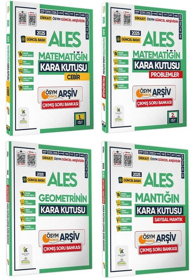 2025 Ales Kara Kutu Ösym Sayısal Çıkmış Soru Bankası 4lü Altın Set Konu Özetli Video/pdf Çözümlü