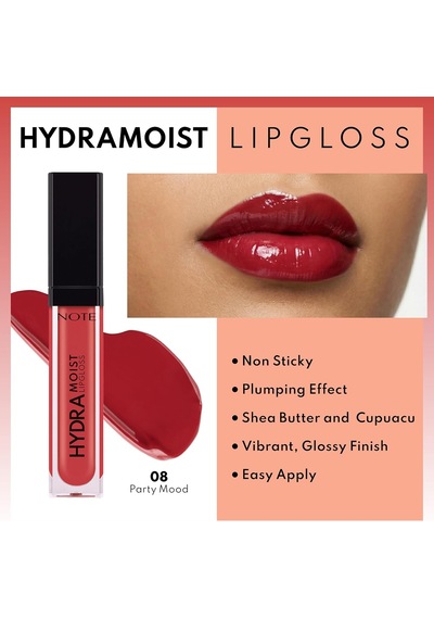 Cosmetics Hydramoist Lipgloss 08 Party Mood Nemlendirici Dudak Parlatıcısı, Kırmızı Diğer
