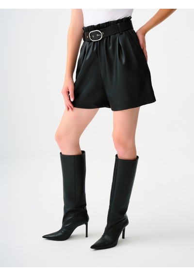 High Waist Kadın Şort Siyah