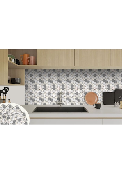 Tink Kendinden Yapışkanlı Zemin Kaplama, Duvar Kaplama Petek Terrazzo Desenli 30x30 Cm 56 Adet 5 M²