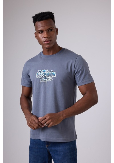 Marıne Tee Deniz Temalı Ribana Bisiklet Yaka Pamuk T-shirt-3137 Mavi