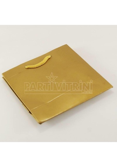 Gold Altın Renk Karton Çanta 11x11x5 Cm 10 Adet 6